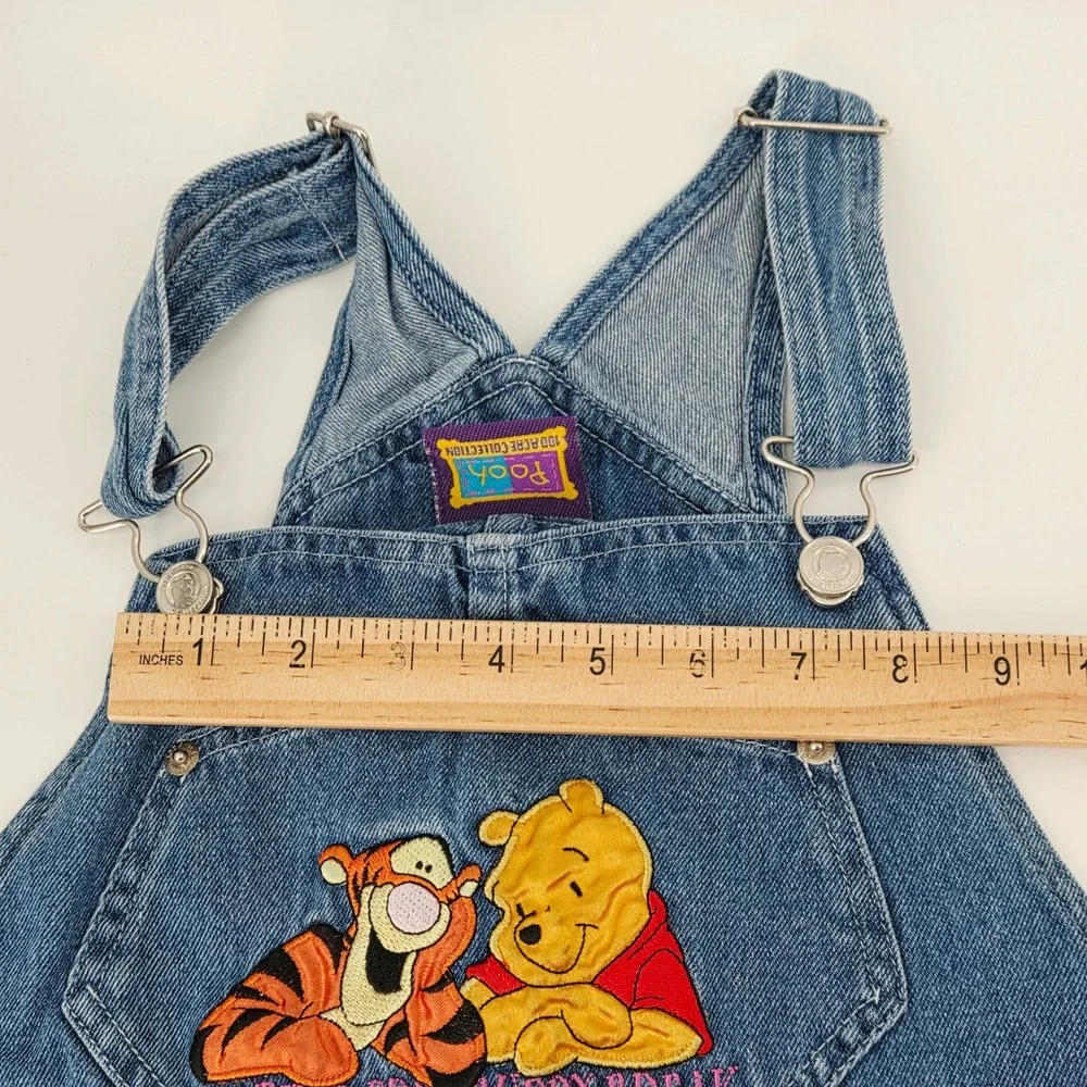 Disney Winnie the Pooh Tigger Vintage 100 Acre Denim Overall Dress Kids Small